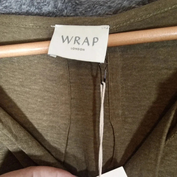 Wrap London Tunic blouse 100% linen olive green women's size 8 - Picture 4 of 10